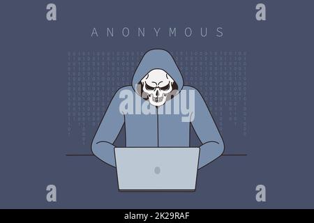 Anonymous hacker break in computer system Stock Photo