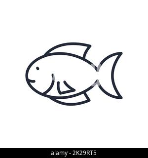 Stylish thin line fish icon isolated on white background - Vector Stock Photo