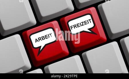 Computer keyboard: Work and Leisure Time german - 3D illustration Stock Photo