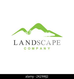Simple Modern Mountain Landscape Logo Design Vector   Silhouette Stock Photo