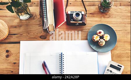 Time to create. High angle shot of a creative workstation. Stock Photo