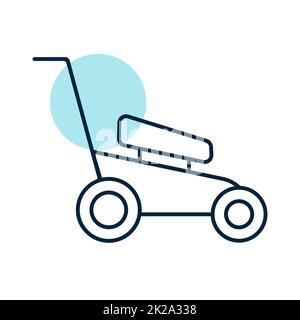 Lawn mower vector icon. Gardening grass-cutter Stock Photo