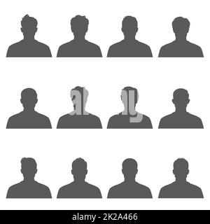 vector illustration of avatars, profile icon, head silhouette Stock Photo