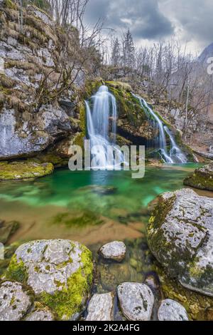 Waterfall Virje (Slap Virje), Triglavski national park, Slovenia Stock Photo