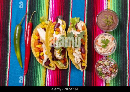 three mexican tacos Stock Photo