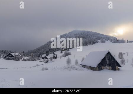 Jizerka settlemen, parts village Korenov, Liberec region, Northern Bohemia, Czech Republic Stock Photo