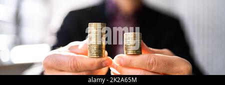Compare Wage And Money Gap Stock Photo