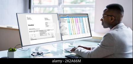 Spreadsheet Analyst Employee Worker. Medical Report Stock Photo
