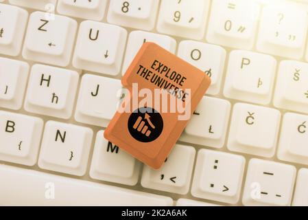 Hand writing sign Explore The Universe. Conceptual photo Space and Scientific discovery of the galaxies Editing Website Program Codes, Learning New Programming Language Stock Photo