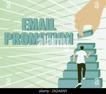 Handwriting text Email Promotion. Internet Concept commercial broadcast which offers incentives to drive sales Gentleman Climbing Up Stair Case Trying To Reach Goals Defining Progress. Stock Photo