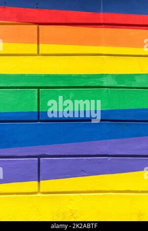 Rainbow painted wall, symbol of the LGBTQI community Stock Photo