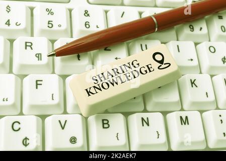 Handwriting text Sharing Knowledge. Business idea activity through which wisdom is exchanged among Formatting And Compiling Online Datas, Abstract Editing Spreadsheet Stock Photo