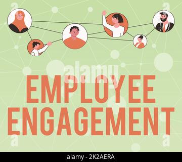 Sign displaying Employee Engagement. Business showcase relationship between an organization and its employees Different People In Circles Chatting Together And Connected Social Media. Stock Photo