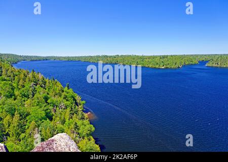 Expansive View From a Lake Shore Cliff Stock Photo