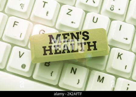 Writing displaying text Men S Health. Concept meaning men s is state of complete physical, mental, and social wellbeing Connecting With Online Friends, Making Acquaintances On The Internet Stock Photo