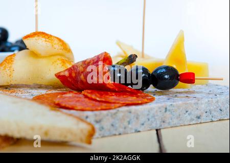 mix cold cut with fresh pears Stock Photo