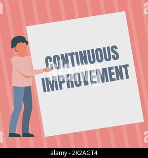 Hand writing sign Continuous Improvement, Conceptual photo making small consistent improvements over time Man Standing Drawing Holding Presenting Huge Stock Photo