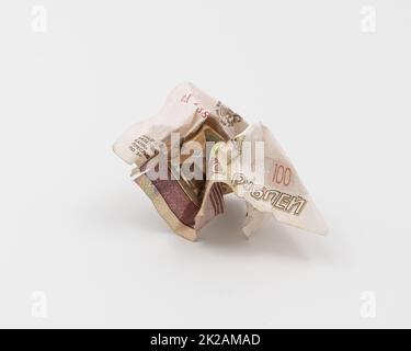 The crumpled old banknote of 100 russian rubles Stock Photo - Alamy