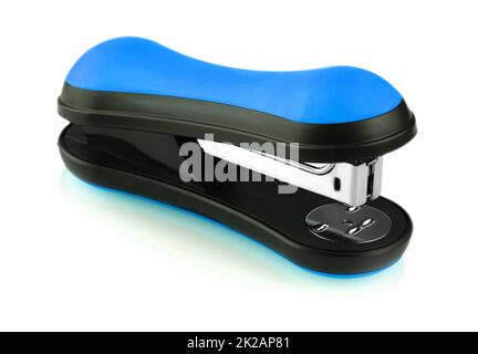ew blue paper scissors isolated on a white background Stock Photo