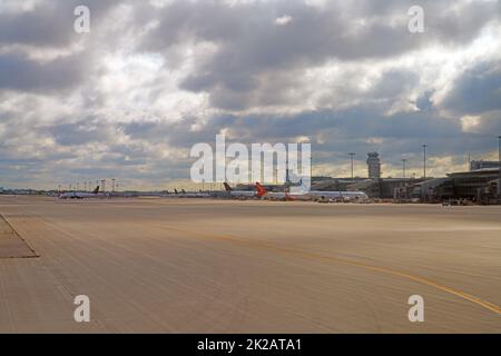 MONTREAL, CANADA -14 SEP 2022- View of the Montreal Pierre Elliott Trudeau International Airport (YUL), formerly known as Dorval. It is the busiest ai Stock Photo