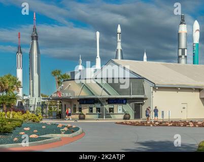 'Rocket Garden' at Kennedy Space Center Visitor Complex in Florida. Stock Photo