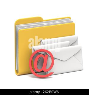 Yellow folder icon Mails 3D Stock Photo