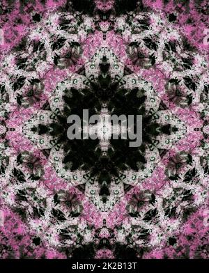 Abstract Painted Blue Textured Background Motteled Kaleidoscope Pink, Black and White Stock Photo