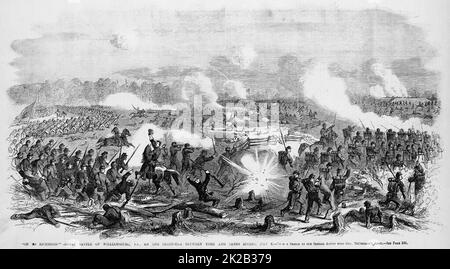 'On to Richmond' - Great battle of Williamsburg, Virginia, on the peninsula between York and James Rivers, May 6th, 1862. 19th century American Civil War illustration from Frank Leslie's Illustrated Newspaper Stock Photo