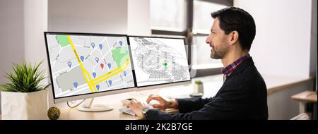 Cadastre Plot Land Map. Building Project Stock Photo