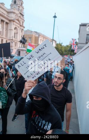 Iranian Protests break out after the Murder of Mahsa Amini by the Guidance Patrol, on Thursday, in Iran for not wearing a Hijab in public and recent I Stock Photo