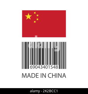 Barcode made in china on white background - Vector Stock Photo