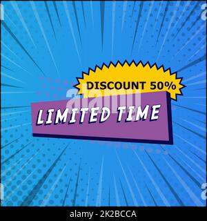 Comic zoom web banner, business card, template LIMITED SALE TODAY 50 percent - Vector Stock Photo