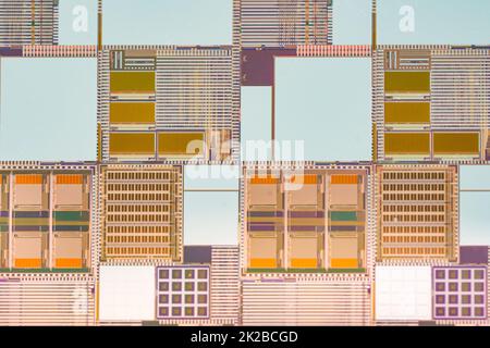 Silicon wafer for manufacturing semiconductor of integrated circuit, close up view. Stock Photo