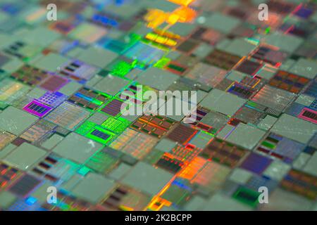 Silicon wafer for manufacturing semiconductor of integrated circuit. Stock Photo