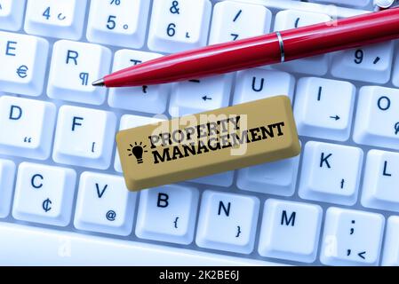 Inspiration showing sign Property Management. Business showcase the control, maintenance, and oversight of real estate Creating New Typing Game Concept, Abstract Typing Problem Solutions Stock Photo