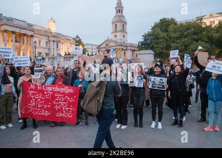 Iranian Protests break out after the Murder of Mahsa Amini by the Guidance Patrol, on Thursday, in Iran for not wearing a Hijab in public and recent I Stock Photo