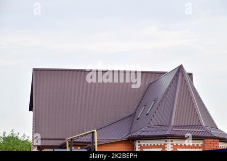 The roof of corrugated sheet Stock Photo