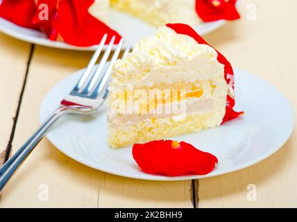 whipped cream mango cake Stock Photo