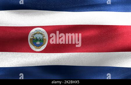 Costa Rica flag - realistic waving fabric flag Stock Photo