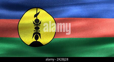 3D-Illustration of a New Caledonia flag - realistic waving fabric flag Stock Photo