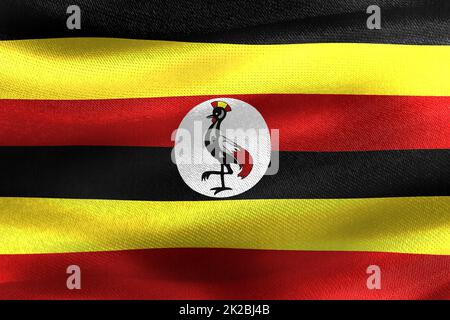 3D-Illustration of a Uganda flag - realistic waving fabric flag Stock Photo