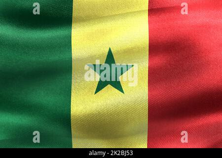 3D-Illustration of a Senegal flag - realistic waving fabric flag Stock Photo