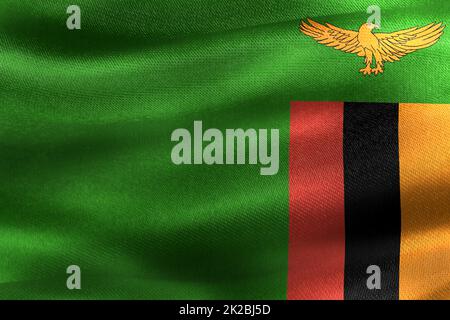 3D-Illustration of a Zambia flag - realistic waving fabric flag Stock Photo