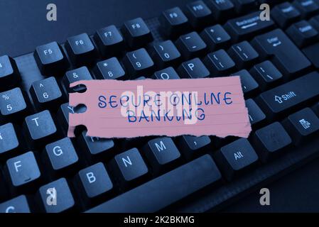 Writing displaying text Secure Online Banking. Business idea protect digital bank for internet transactions Composing New Screen Title Ideas, Typing Play Script Concepts Stock Photo