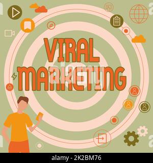 Conceptual caption Viral Marketing. Business concept Viral Marketing Businessman Innovative Thinking Leading Ideas Towards Stable Future. Stock Photo