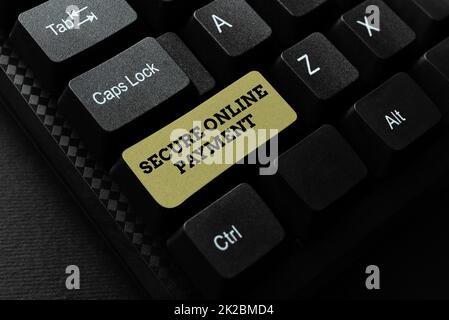 Inspiration showing sign Secure Online Payment. Business overview Protected online system of paying goods and services Abstract Deleting Browser History, Editing And Organizing Online Files Stock Photo