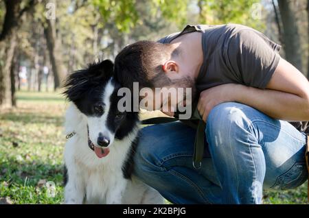 Man with his dog Stock Photo