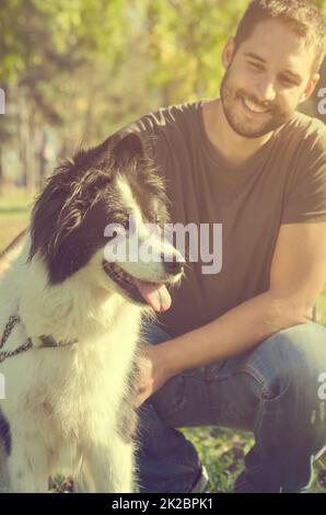Man with his dog Stock Photo