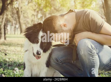 Man with his dog Stock Photo