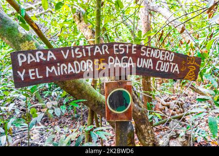 Sian Kaan National Park information entrance welcome sing board Mexico. Stock Photo